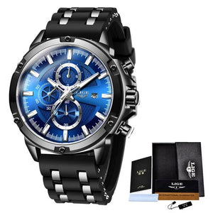 Relogio Masculino 2023 LIGE New Black Classic Mens Watches Top Brand Luxury Watch Men Sport Silicone Waterproof Quartz Clock+Box