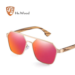 HU WOOD Polarized Vintage Men Handmade Wooden Sunglasses UV400 Protection Fashion Smoke Sun glasses Women Gafas De sol GR8039