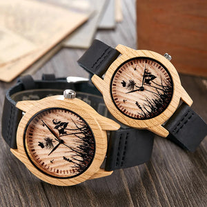 Black Vintage Imitation Wood Watch Men Women Wristwatch Imitate Wooden Watches Acrylic Case Lover Wrist Clock Skull Reloj Uhr