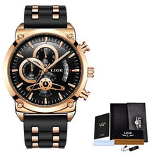 Relogio Masculino 2023 LIGE New Black Classic Mens Watches Top Brand Luxury Watch Men Sport Silicone Waterproof Quartz Clock+Box