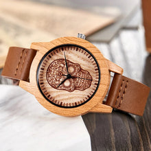 Black Vintage Imitation Wood Watch Men Women Wristwatch Imitate Wooden Watches Acrylic Case Lover Wrist Clock Skull Reloj Uhr