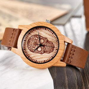 Black Vintage Imitation Wood Watch Men Women Wristwatch Imitate Wooden Watches Acrylic Case Lover Wrist Clock Skull Reloj Uhr