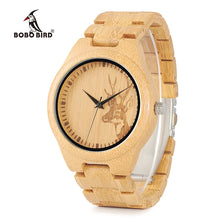 BOBO BIRD WD28 Full Bamboo Wooden Watch for Men Hot Elk Deer Head Story Designer Brand Quartz Wrist Watches in Gift Box