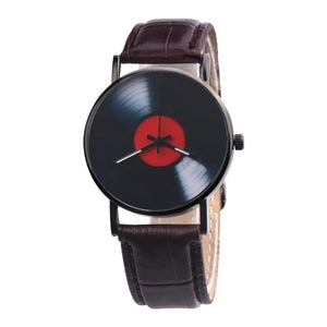 Quartz Wristwatches Vinyl Records Wrist Watch 2022 Analog Unisex Wristwatch Reloj Leather Strap Clock Fashion Relogio Masculino