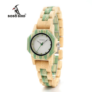 BOBO BIRD Female Wooden Watch Fashion Colors Bling Scales Dial Faces Wooden Watch from Tree Woman in Box Drop Shipping Orologi