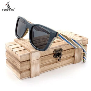BOBO BIRD Brand 100% Nature Wooden Color Stripe Frame Sunglasses Women Man Polarized Steampunk Sun Glasses Dropshipping OEM