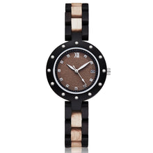 Woman's Natural Wooden Quartz watch with Stunning Two-Tone Band. Other Variants Also Available