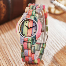 Woman's Natural Wooden Quartz watch with Stunning Two-Tone Band. Other Variants Also Available