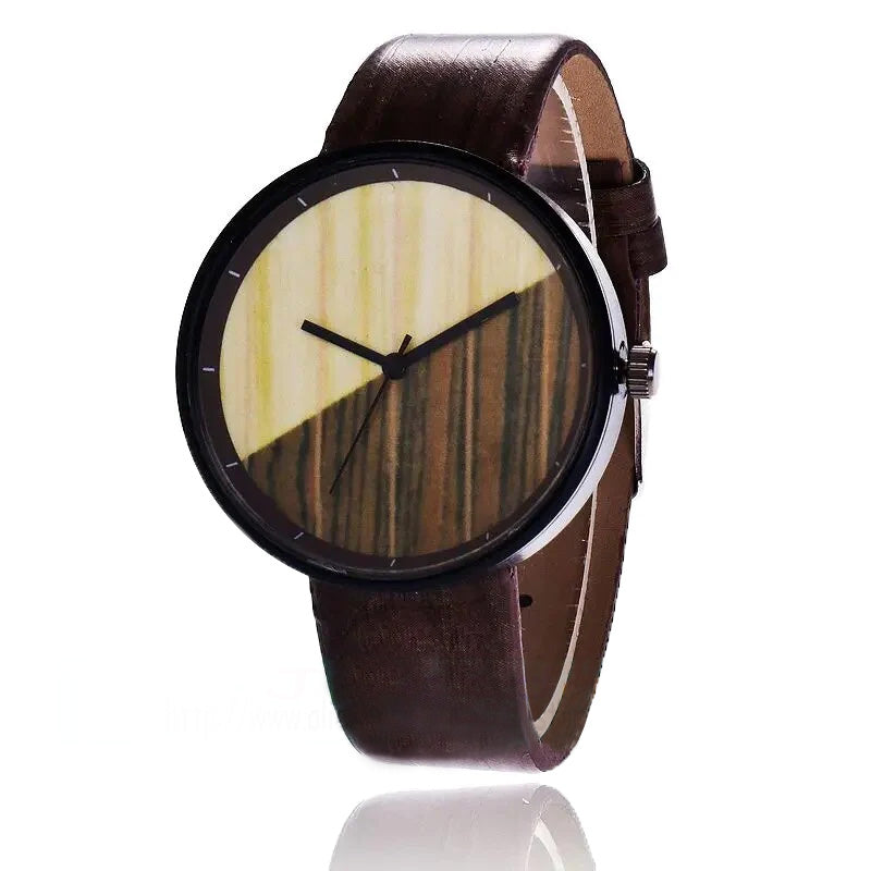 100pcs/lot no logo men leather watch casual quartz wrist watch for boy wholesale sport wood style clock