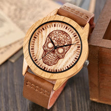 Black Vintage Imitation Wood Watch Men Women Wristwatch Imitate Wooden Watches Acrylic Case Lover Wrist Clock Skull Reloj Uhr