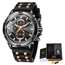 Relogio Masculino 2023 LIGE New Black Classic Mens Watches Top Brand Luxury Watch Men Sport Silicone Waterproof Quartz Clock+Box