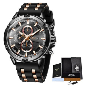 Relogio Masculino 2023 LIGE New Black Classic Mens Watches Top Brand Luxury Watch Men Sport Silicone Waterproof Quartz Clock+Box