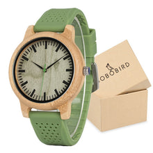 Wooden Case with Bamboo Face and Genuine Leather Band. Several Variants Available