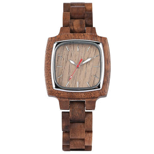 Minimalist Styles Scale Square Dial Walnut Wood Quartz Watch for Men Women Couple Watches Full Wooden Wristband Butterfly Clasp