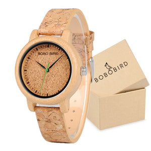 Wooden Case with Bamboo Face and Genuine Leather Band. Several Variants Available
