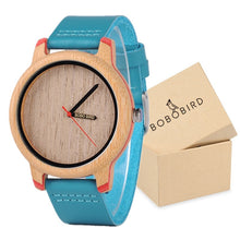 Wooden Case with Bamboo Face and Genuine Leather Band. Several Variants Available