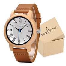 Wooden Case with Bamboo Face and Genuine Leather Band. Several Variants Available