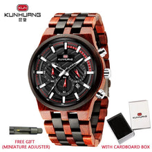Natural Wooden Watch Men Military Sport Multi-function Chronograph Personalized Custom Casual Wood Quartz Men's Watch relogio