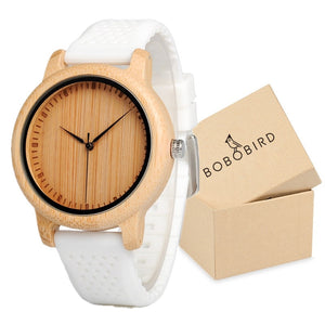 Wooden Case with Bamboo Face and Genuine Leather Band. Several Variants Available