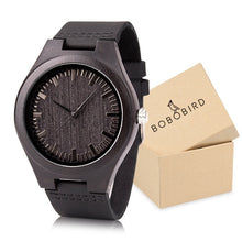 Wooden Case with Bamboo Face and Genuine Leather Band. Several Variants Available