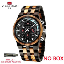 Natural Wooden Watch Men Military Sport Multi-function Chronograph Personalized Custom Casual Wood Quartz Men's Watch relogio