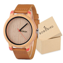Wooden Case with Bamboo Face and Genuine Leather Band. Several Variants Available