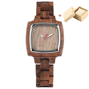 Minimalist Styles Scale Square Dial Walnut Wood Quartz Watch for Men Women Couple Watches Full Wooden Wristband Butterfly Clasp