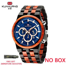 Natural Wooden Watch Men Military Sport Multi-function Chronograph Personalized Custom Casual Wood Quartz Men's Watch relogio