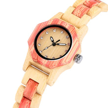 Red Octagon Case Quartz Watches for Women Full Wood Band Women's Wristwatch Wooden Watch Decoration Dial Fold Buckle Clock Gifts