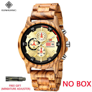 Wooden Watch with Date Display. Chronograph watch with beautiful detail