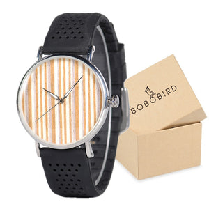 Wooden Case with Bamboo Face and Genuine Leather Band. Several Variants Available