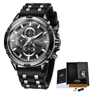 Relogio Masculino 2023 LIGE New Black Classic Mens Watches Top Brand Luxury Watch Men Sport Silicone Waterproof Quartz Clock+Box