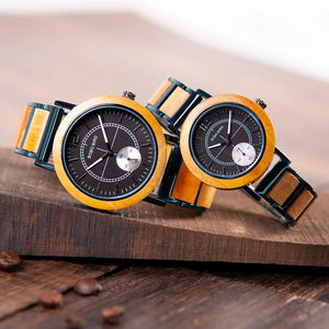 BOBO BIRD Wooden Couple Watch Fashion Men Quartz Wristwatch Ladies Timepieces Engraved Watches Customized Christmas Gift Box