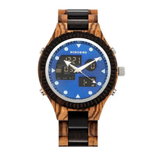 Men Watches BOBO BIRD Wooden Dual Display Wristwatch Luminous Hands Japanese Quartz Movement Auto Date Chronograph часы мужские