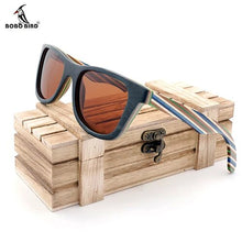 BOBO BIRD Brand 100% Nature Wooden Color Stripe Frame Sunglasses Women Man Polarized Steampunk Sun Glasses Dropshipping OEM