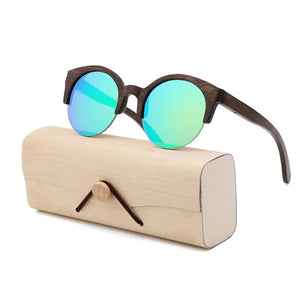 Bamboo Semi-Rimless Sunglasses Women 2018  Fashion Sunglasses Pure Bamboo Men Polarized Shades For Women UV400 Retro Sunglasses