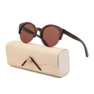Bamboo Semi-Rimless Sunglasses Women 2018  Fashion Sunglasses Pure Bamboo Men Polarized Shades For Women UV400 Retro Sunglasses