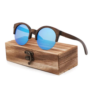 Bamboo Semi-Rimless Sunglasses Women 2018  Fashion Sunglasses Pure Bamboo Men Polarized Shades For Women UV400 Retro Sunglasses