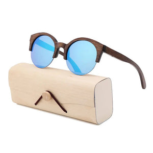 Bamboo Semi-Rimless Sunglasses Women 2018  Fashion Sunglasses Pure Bamboo Men Polarized Shades For Women UV400 Retro Sunglasses