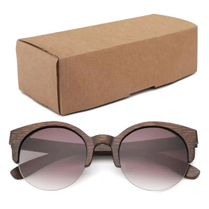 Bamboo Semi-Rimless Sunglasses Women 2018  Fashion Sunglasses Pure Bamboo Men Polarized Shades For Women UV400 Retro Sunglasses