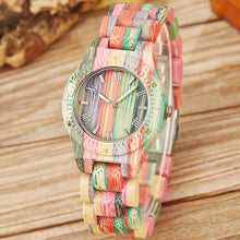 Colorful Wood Watch Women Men Natural Wooden Wristwatch Rainbow Casual Quartz Couple Watch For Male Clock Relogio Masculino