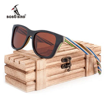 BOBO BIRD Brand 100% Nature Wooden Color Stripe Frame Sunglasses Women Man Polarized Steampunk Sun Glasses Dropshipping OEM