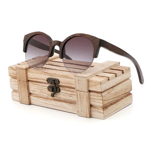 Bamboo Semi-Rimless Sunglasses Women 2018  Fashion Sunglasses Pure Bamboo Men Polarized Shades For Women UV400 Retro Sunglasses