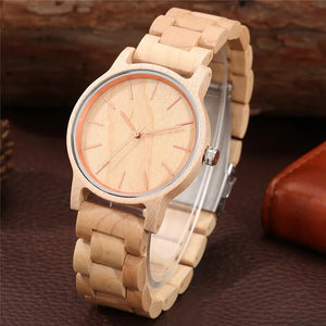 Simple Style Watch Men's Wooden Watches Quartz Analog Wristwatch Full Bamboo Bracelet Band Wooden Adjustable Strap reloj Gift