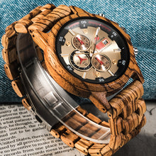 Wooden Watch with Date Display. Chronograph watch with beautiful detail