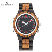 BOBO BIRD Men's Watches Digital Wood Wrist Watches Night Light Wooden  Man Watch Week Display relogio masculino Timepieces