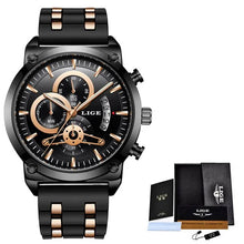 Relogio Masculino 2023 LIGE New Black Classic Mens Watches Top Brand Luxury Watch Men Sport Silicone Waterproof Quartz Clock+Box