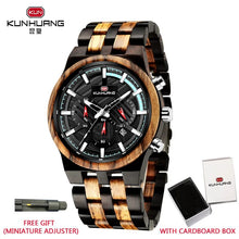 Natural Wooden Watch Men Military Sport Multi-function Chronograph Personalized Custom Casual Wood Quartz Men's Watch relogio