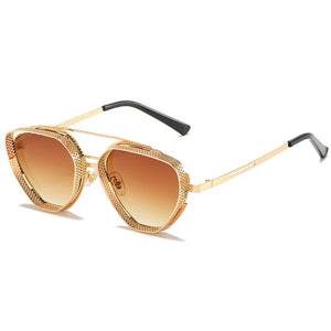 Steampunk Sunglasses New Retro Men Ladies Metal Hollow Frame Fashion Glasses Brand Designer High Quality Sunglasses UV400