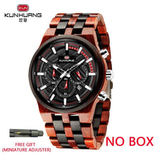 Natural Wooden Watch Men Military Sport Multi-function Chronograph Personalized Custom Casual Wood Quartz Men's Watch relogio